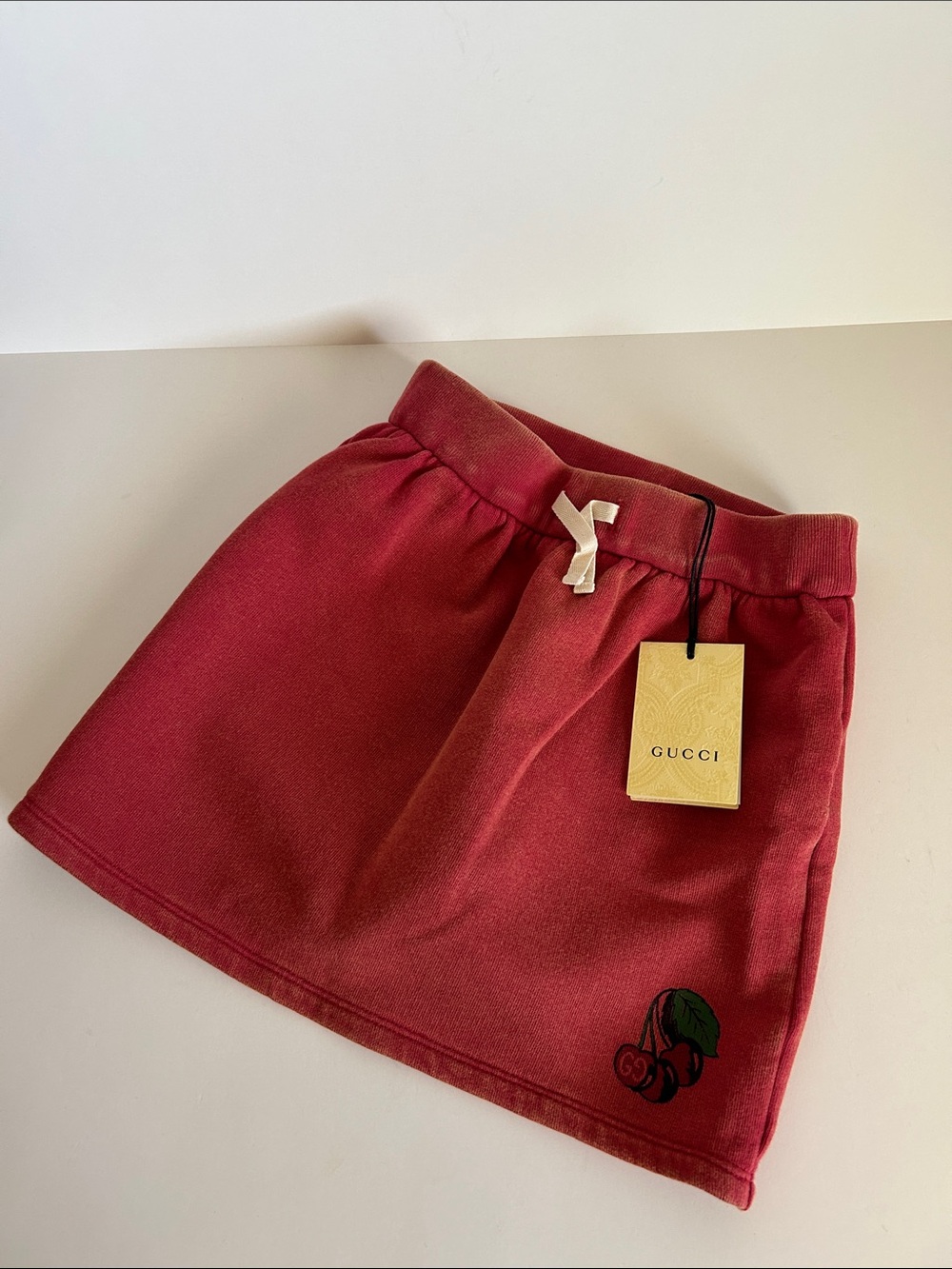 Gucci Cherry Embroidered Mini Skirt in Deep Red